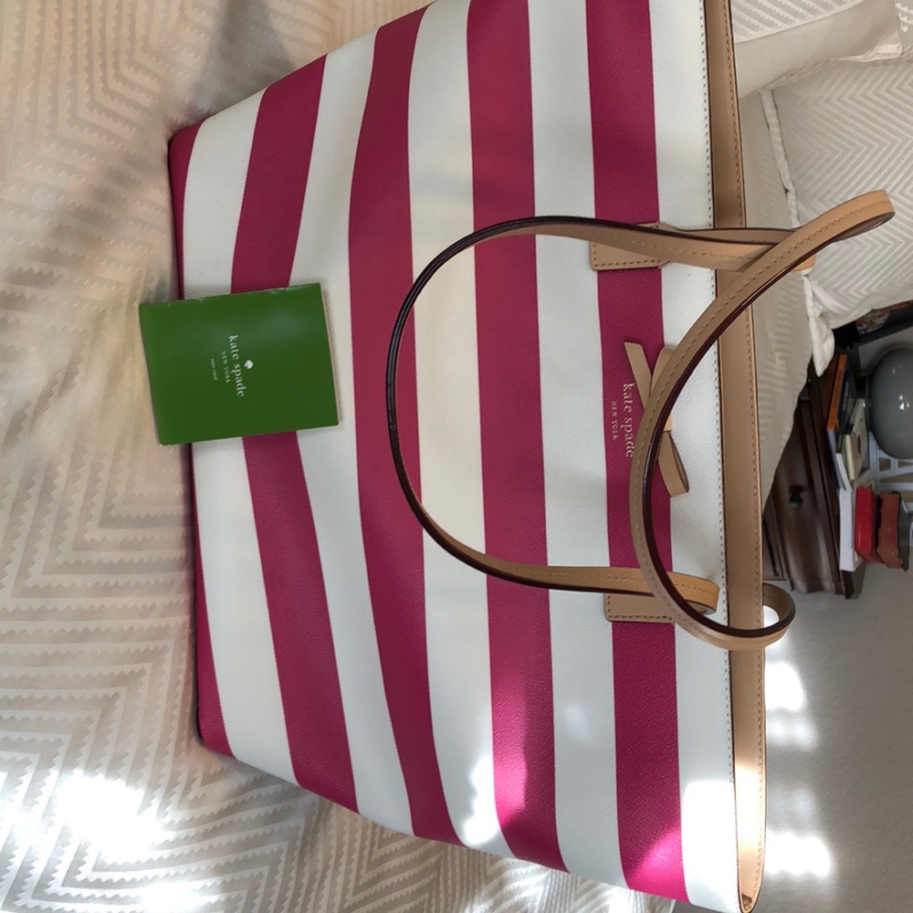 Kate Spade New York Pink and White Stripe bag